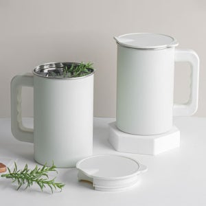 퀸센스 1+1 수 스텐 냉장고 물병 1.2L 화이트 입구넓은 물통 카페 저그