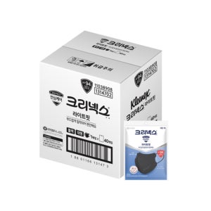 크리넥스 KF94 새부리형 라이트핏 마스크 블랙 대형 40매 1박스
