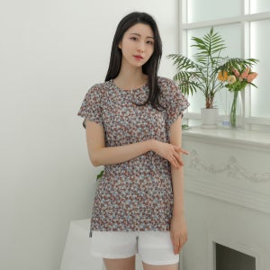 [에이원] 플리츠 여성 상의 오버핏 반팔 잠옷 파자마 홈웨어 실내복 6202