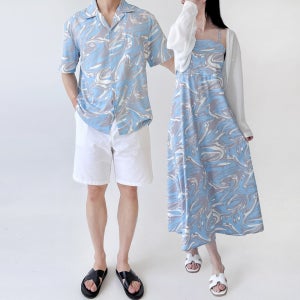 제주도 여행 동남아 웨딩 휴양지 커플룩 옷 셔츠 커플시밀러룩 롱