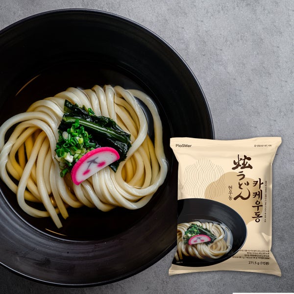 [현우동] 카케우동, 쫄깃한 면발과 담백한 가쓰오 육수 271.5g (1인분) 밀키트 간편조리 우동