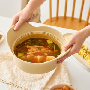 실리프랑 촉촉 실리콘 전자레인지 멀티 찜기 이중밀폐 계란찜 전자렌지 냄비 버터베이지 1P