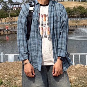 남자 봄셔츠 오버핏 간절기 미르 체크셔츠