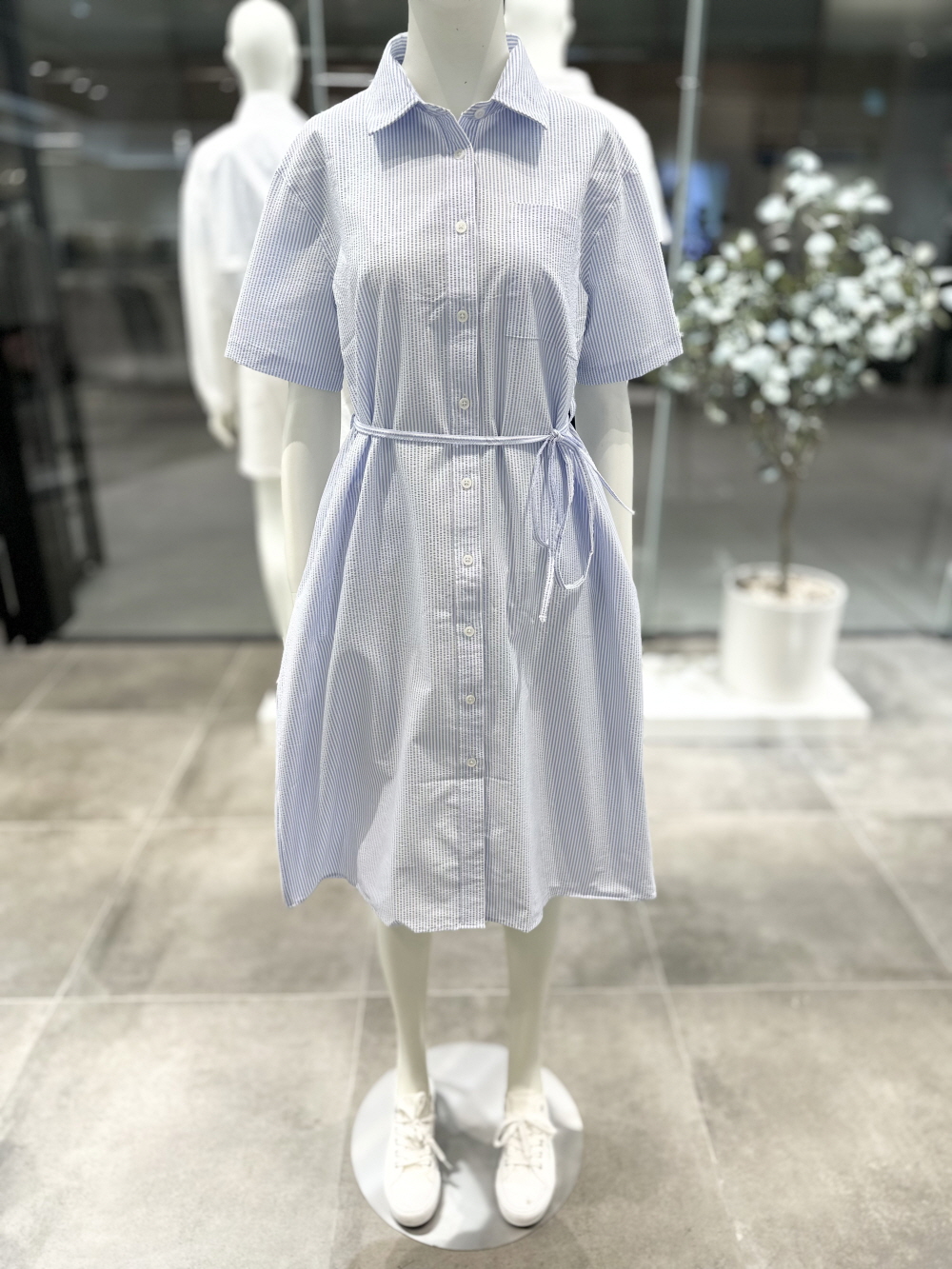 폴햄 셔츠형원피스 여름 쿨링 스트라이프 시어서커 바캉스룩 phf2oo2260