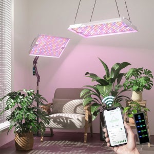 실내 식물을 위한 MetryGrow Grow 조명 스마트 APP 확장형 2x3 피트 커버리지 100와트 LED 스펙트럼 스탠딩 재배 식물 램프 달기 8단계 밝기 270 접기 360