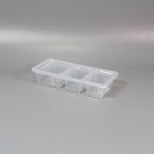 부원 사출 3칸 반찬용기 50세트 투명 뚜껑포함 3구소스용기