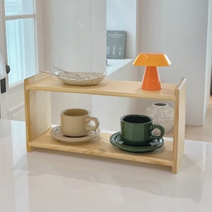 미니 통원목 2단 선반 주방 식기 양념통 정리대