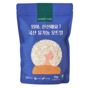 [무배] 모던구루 국산 유기농 오트밀 1kg 편스토랑 롤드오트 압착귀리 아기 이유식 대용량