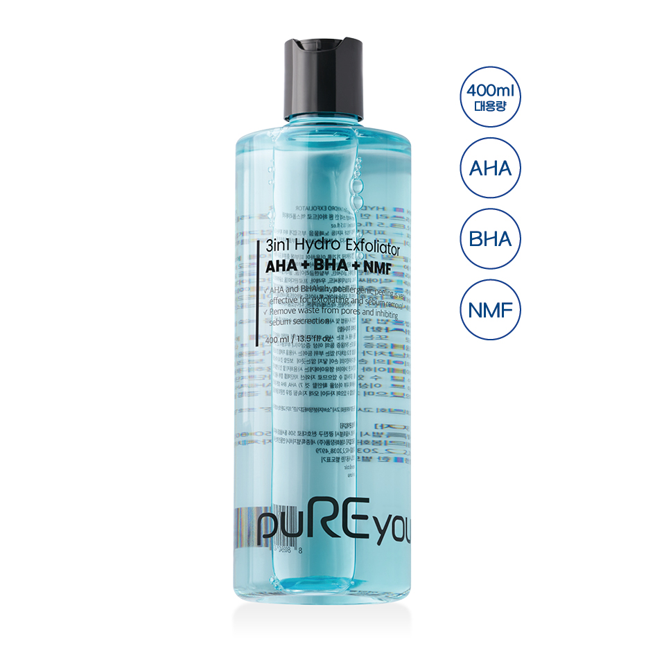 [환절기 닦토토너 AHA+BHA+NMF] 퓨리영 3in1 하이드로 엑스폴리에이터 400ml