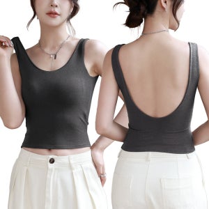 미미캐츠 캡내장 백리스 V백 여성 크롭 브라탑 나시 BR-530