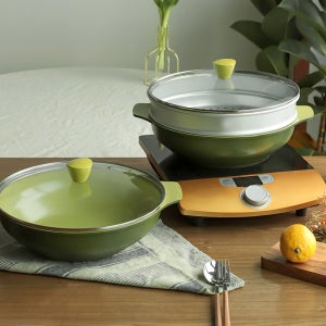 인덕션겸용 전골냄비 28cm 찜용 궁중냄비 알루미늄재질 세라믹코팅
