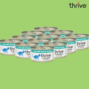 쓰라이브 캔 고양이 주식캔 습식사료 참치와 새우 오징어, 75g, 12개