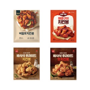 마니커에프앤지 치킨봉 4종 2팩(버팔로치킨,리얼직화매콤구이,바사삭후라이드봉,핫봉)