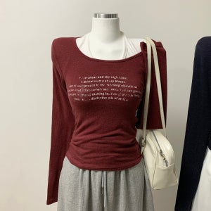 [부드러움/스판함유] 오묘색감 레터링 유니크 힙 데일리 베이직 거즈 긴팔 티셔츠