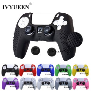 IVYUEEN 미끄럼 방지 실리콘 커버 스킨 플레이스테이션 듀얼쇼크 5 PS5 컨트롤러 케이스 스틱 그립 캡 듀얼센스