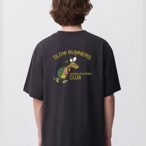 슬로우 러닝 러너 클럽 기능성 드라이핏 반팔 티셔츠 남자 크루