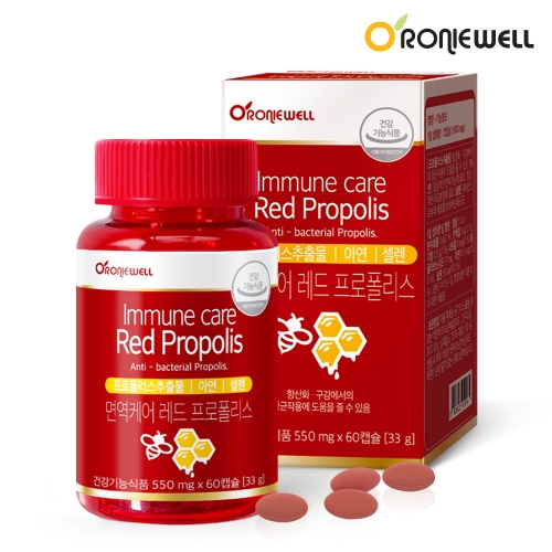 로니웰 면역케어 <b>레드 프로폴리스</b> 550mg 60캡슐, 1개