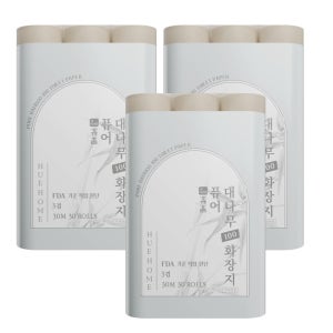 휴홈 퓨어 대나무 100 화장지 3겹 30m, 30롤, 3팩