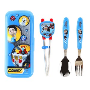 헬로카봇 무소음 교정젓가락 유아 아기 수저세트 어린이집 유치원 남아용