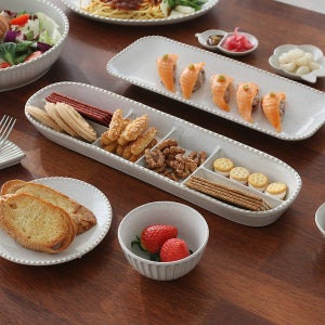 미토 유럽풍 빈티지 테이블웨어 6칸 나눔 긴접시 반찬 그릇