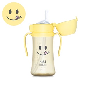 그로미미 노티드 빨대컵 흘림방지 분유빨대컵 PPSU 스마일 300ml
