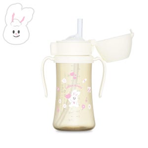 그로미미 노티드 안새는빨대컵 우유빨대컵 PPSU 크림버니 300ml