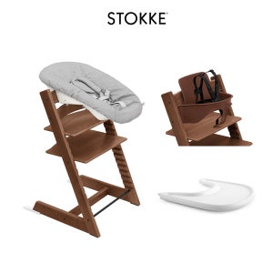 스토케 트립트랩 하이체어+뉴본세트+베이비세트+트레이 세트 - 웜브라운