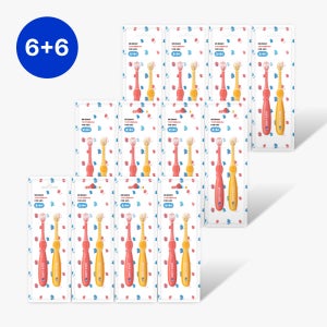 [6+6] 에이카랩스 유아 칫솔 코뿔소 B타입(노랑,핑크) 1세트 2개입, 12개