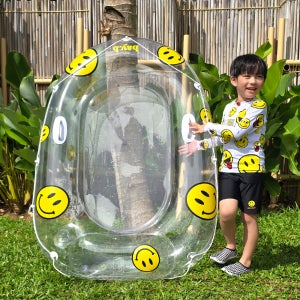 BAY-B 유아동 주니어 투명 원형 튜브 키즈 어린이 해피 물놀이 보트 대형 튜브