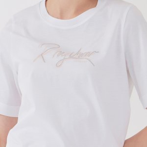 지센 [25SS] 여성 [에센셜] 면실켓 프린팅 원포인트 라운드 반팔 티셔츠 LCTSP376 WH