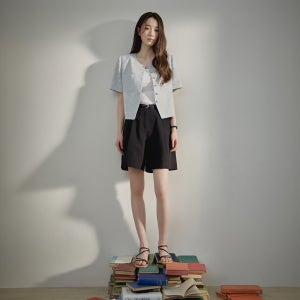 마인드브릿지 [인플루언서 PICK] 벨티드 원턱 3부 반바지 MZHP3211