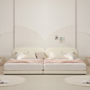 엘로디 부부트윈침대 안방 패밀리 저상형 침대2개 Q+Q(퀸+퀸), 라이트아이보리