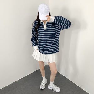 럭비 스트라이프 여성 티셔츠 럭비티 여성 맨투맨