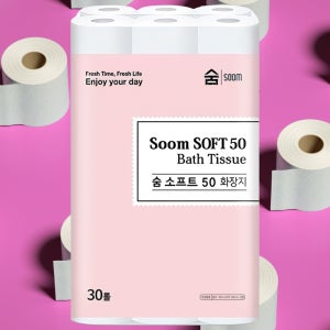 숨 소프트 화장지 2겹 50m 30롤 부드러운 두루마리 화장실 롤 휴지