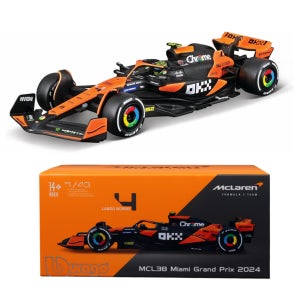 브라고 1:43 맥라렌 F1 MCL38 2024 4번 Miami GP 레이싱카 아크릴케이스 다이캐스트 모형