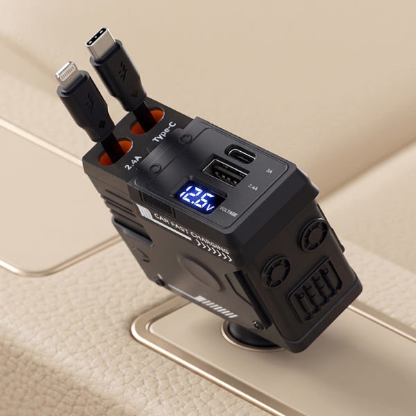4in1 차량용 충전기 시거잭 120W 초고속 핸드폰 충전기 릴타입