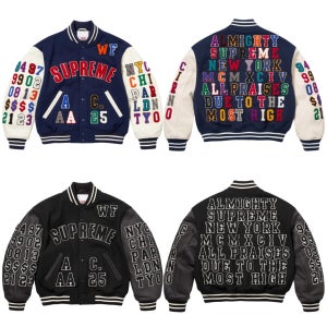 슈프림 프레이즈 바시티 자켓 네이비 블랙 - 25SS SS25J25