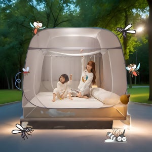캠핑 원터치 모기장 텐트 휴대용 설치형 방충망 침대 바닥일체형 실내외 겸용 3-4인용