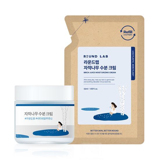 라운드랩 자작나무 수분 크림 80ml + 리필 50ml 속건조 <b>비타</b>히알루론산