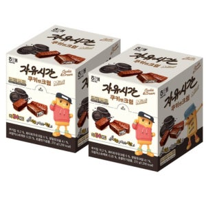 자유시간 쿠키엔크림 미니 초코바 식사대용 간식 사무실 탕비실간식 272g 2개(박스)