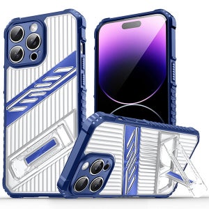 아이폰14 프로 맥스 풀커버 범퍼 킥스탠드 반투명 슬림 젤하드 핸드폰 케이스