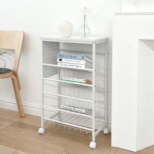 5단 이동식 트롤리 선반 철제 거실 수납 트레이 틈새선반