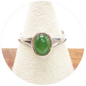 천연 옥 925실버 화전옥 오벌 6x8mm 원선 반지 사이즈 조절 행운 여자반지 선물