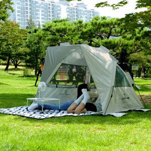 캠프타임 캠핑 한강 비치 공원 피크닉 원터치 팝업 자동 그늘막 텐트 쉘터 그늘막PG10샌드