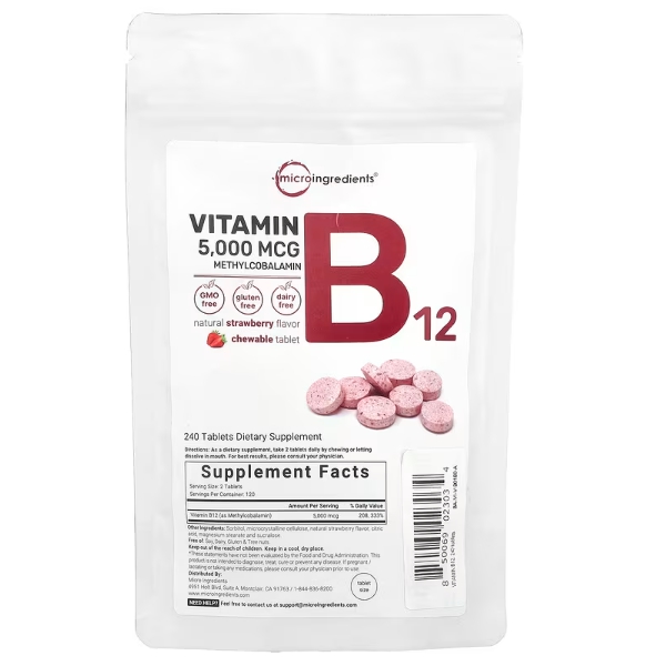 마이크로 인그리디언츠 <b>비타민</b> B12 딸기 5,000mcg 240개