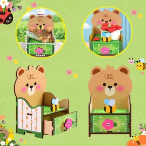 우드 인쇄 꿀벌 곰돌이 다용도 보관함 만들기 DIY 미니어처 냅킨 클레이 꾸미기 놀이