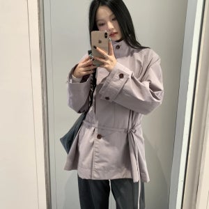 로우클래식 하이넥 타이웨이스트 스트랩 하프기장 점퍼 2color