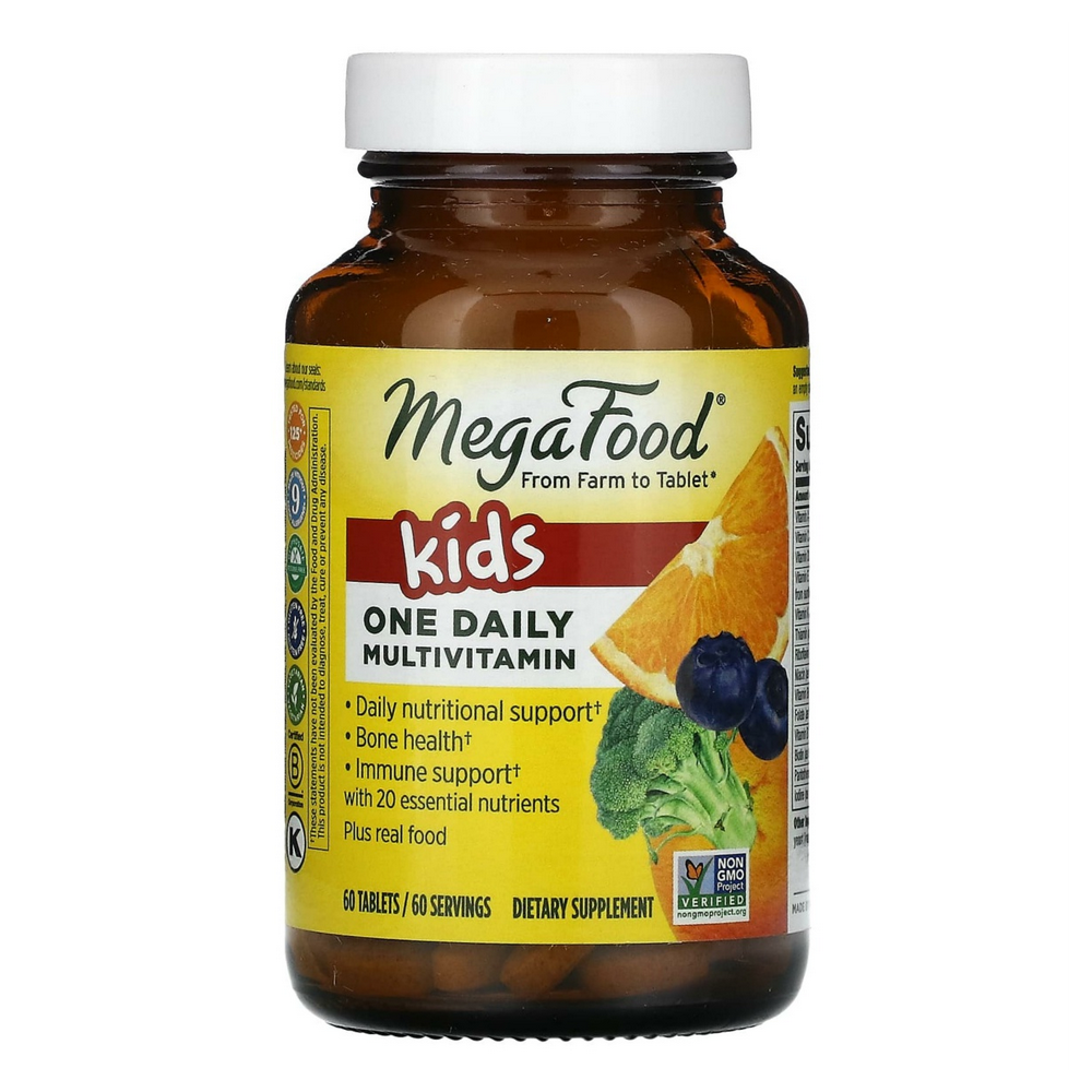 <b>메가푸드</b> MegaFood <b>키즈</b> <b>어린이</b> 원데일리 멀티비타민 60타블렛