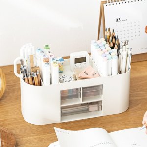 안쓰러지는 대용량 펜꽂이 색연필꽂이 칸막이조절 정리함