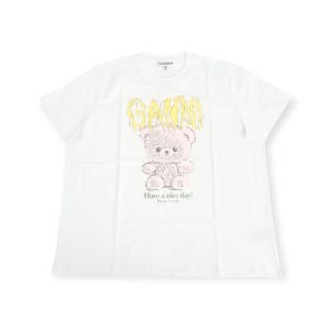 25SS 가니 베이직 코튼 테디 프린트 릴렉스드 티셔츠 화이트 T4289 151